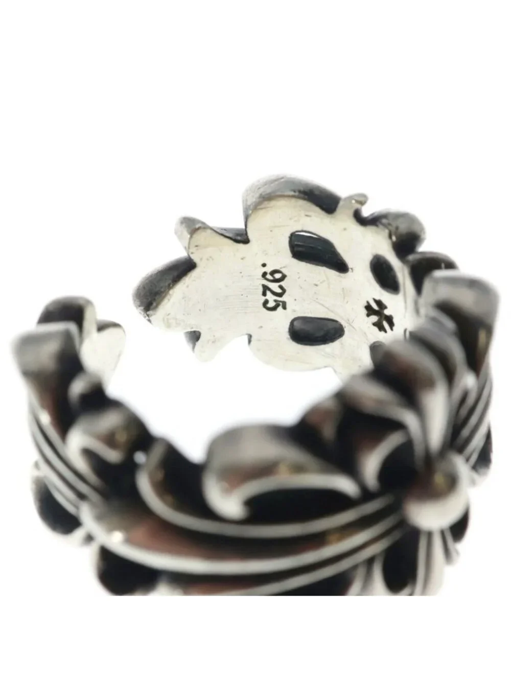 Chrome Hearts Dbl Flrl Double Floral Cross Ring Silver